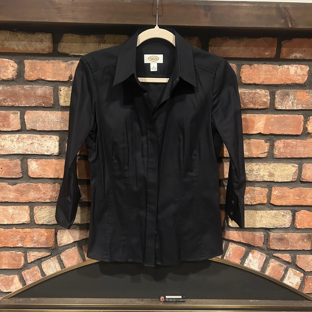 Talbots Black Textured Blouse